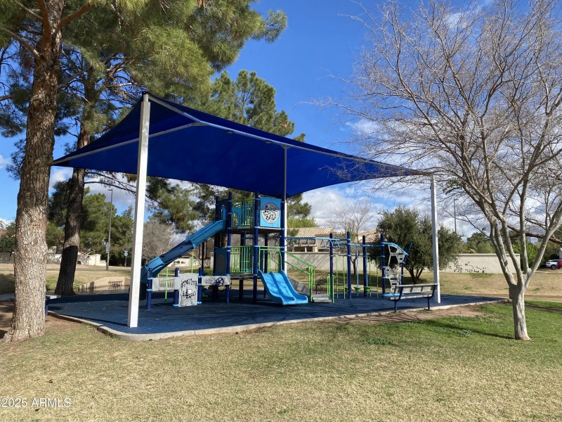 Covered slides and play area
