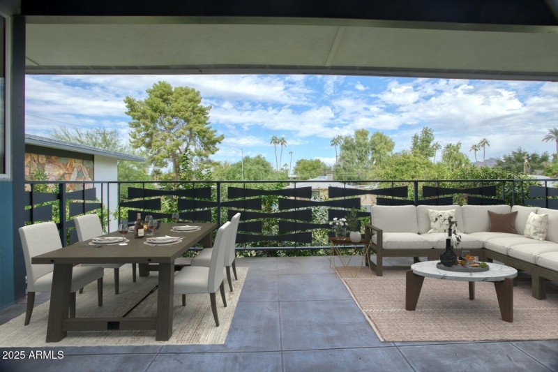 Virtually Staged Balcony with Views