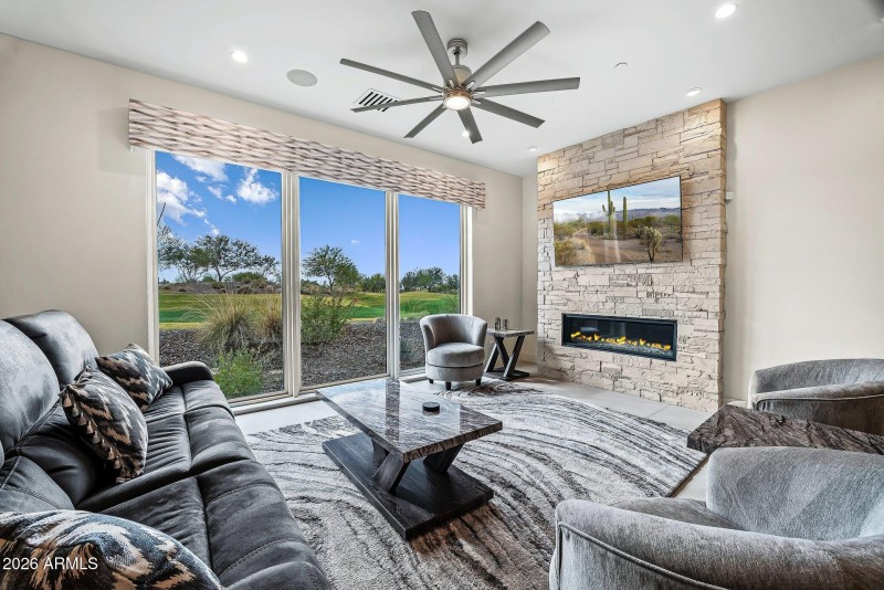 Great Room Fireplace and Views