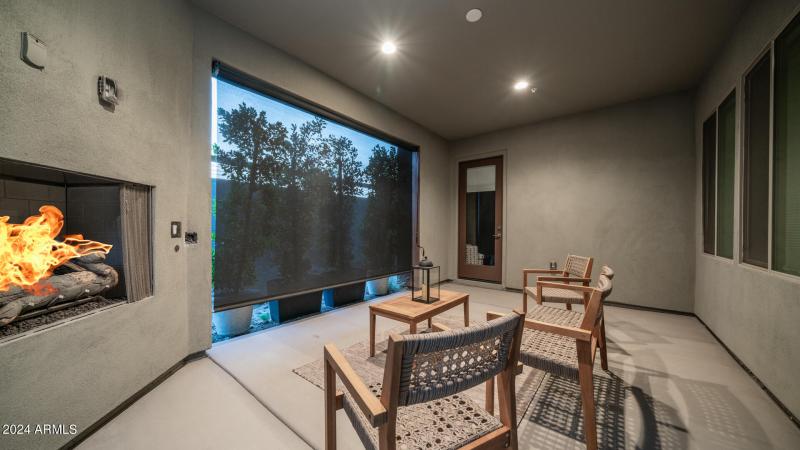 Patio with Fireplace in wall