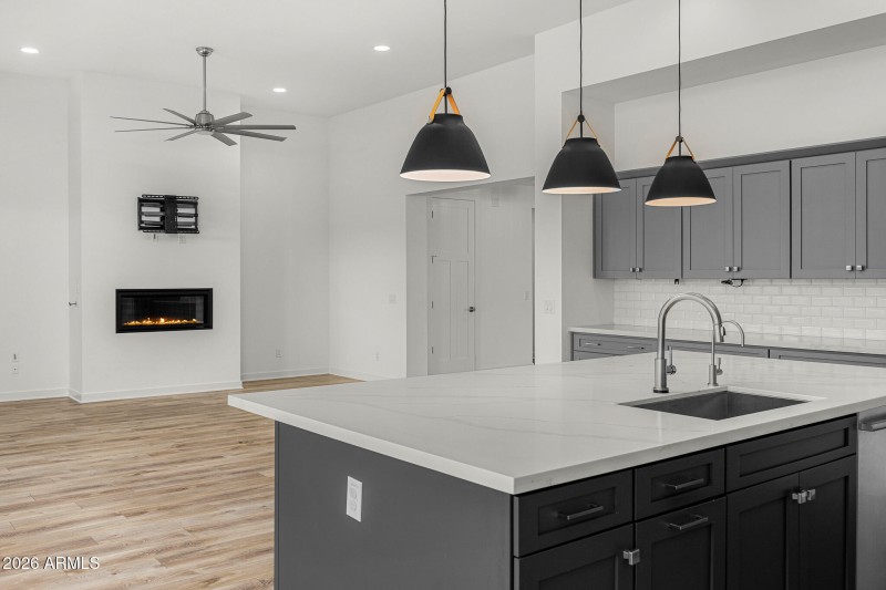 kitchen and living room