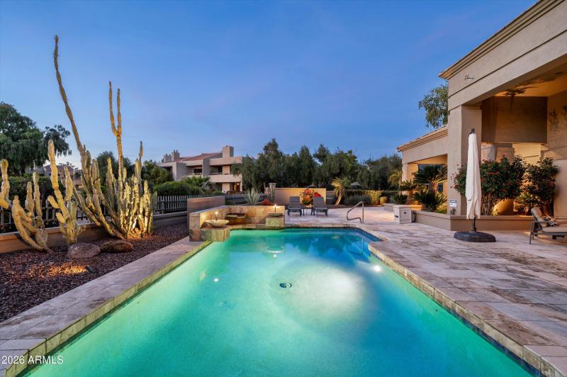 Private pool in backyard