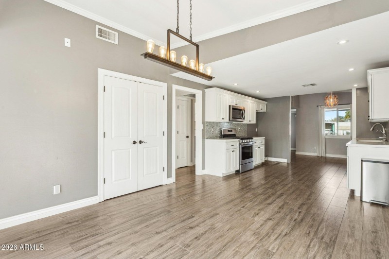 Dining room view to kitchen