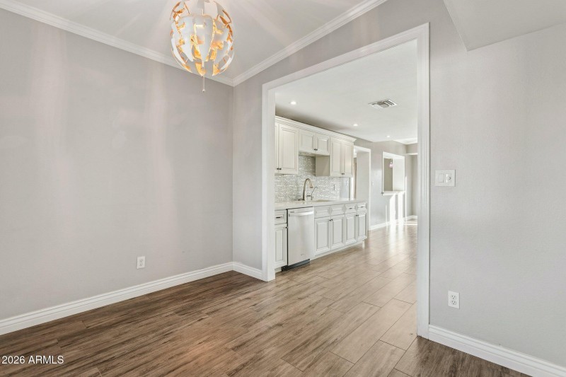 Living space off kitchen