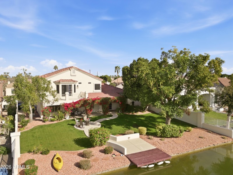 Drone view of back of home