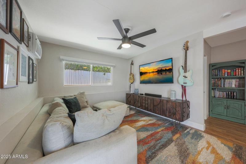 family room with fireplace
