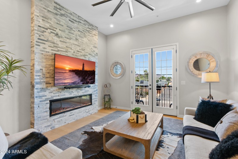 great room with patio