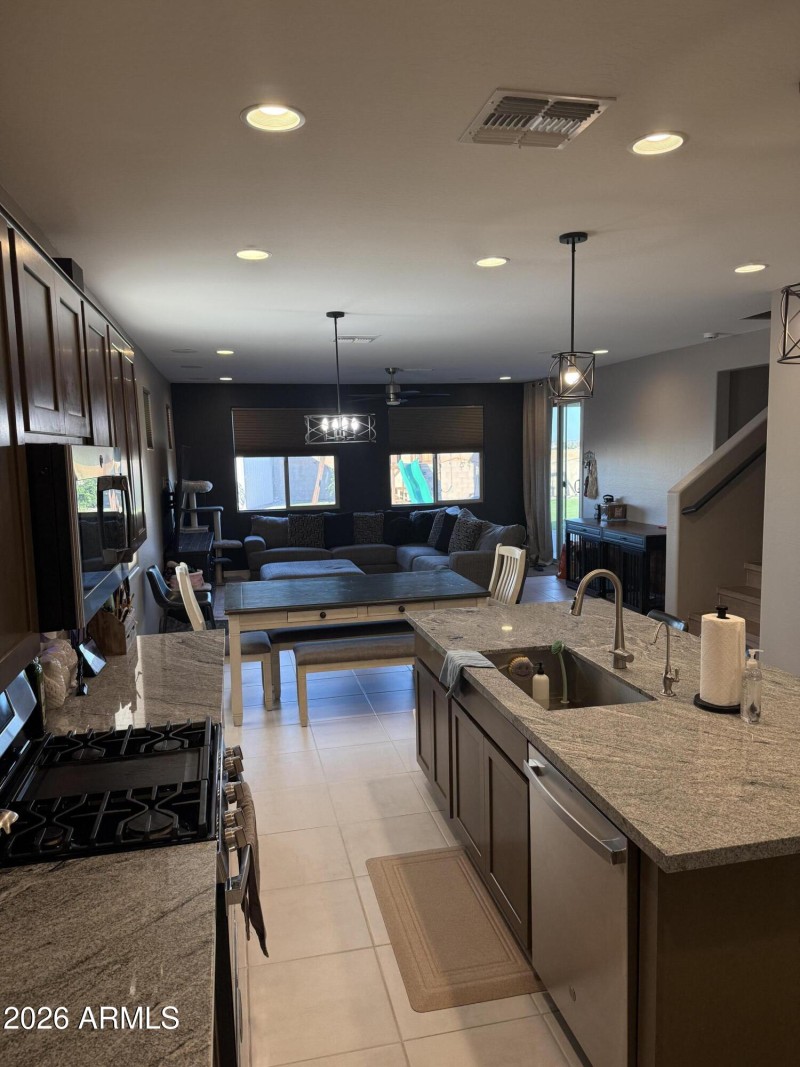 Kitchen and living room view