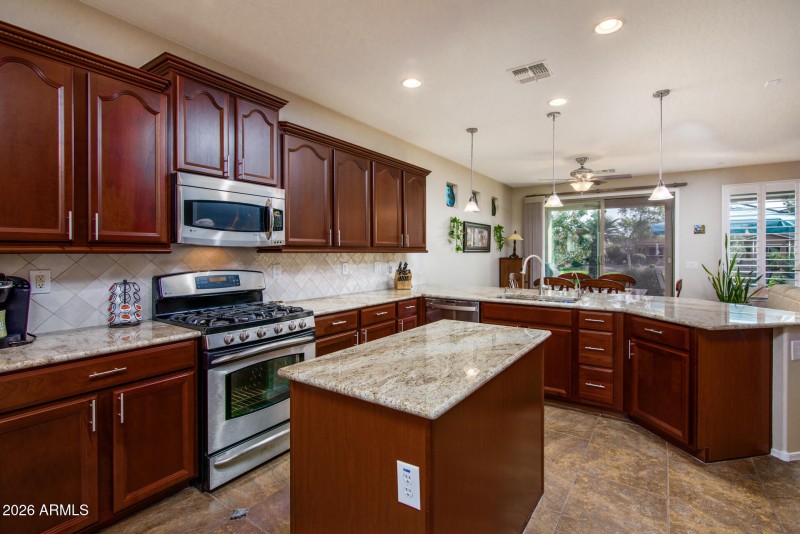 Kitchen Island, granite countertops