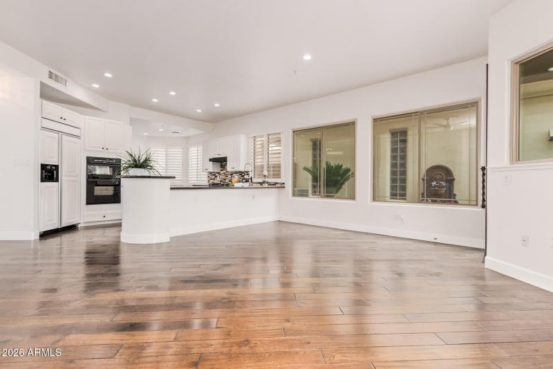 Kitchen open to great room and views
