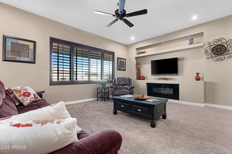 Open Great Room with Electric Fireplace