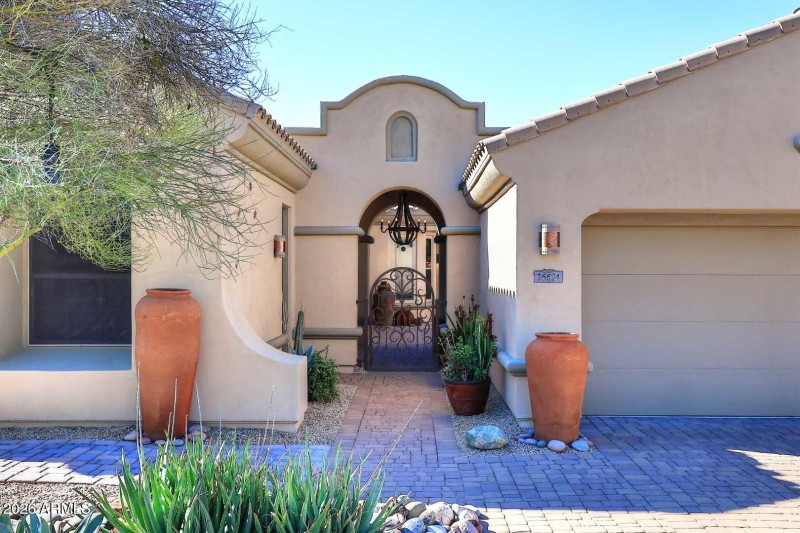 Gated courtyard entry