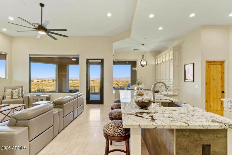 Kitchen and family room