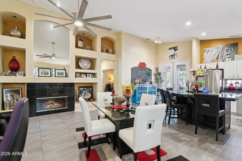 Dining room and kitchen