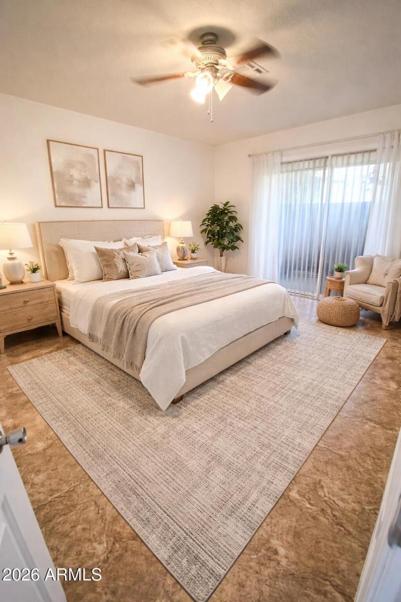 Serene bedroom with cozy reading nook