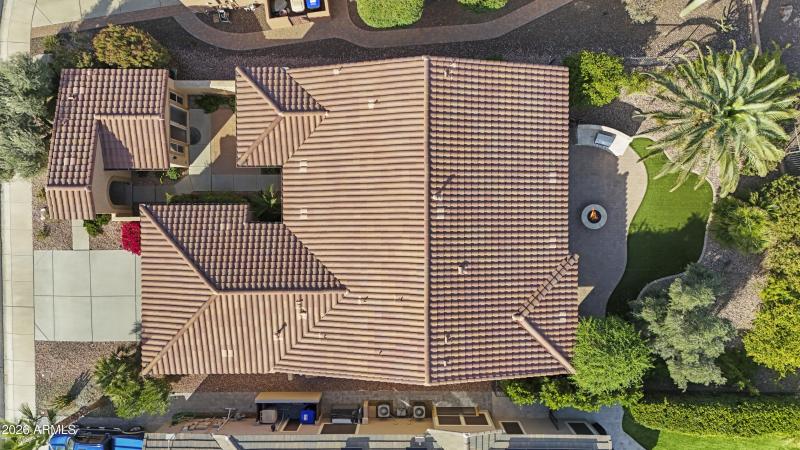 Aerial of main house & Casita
