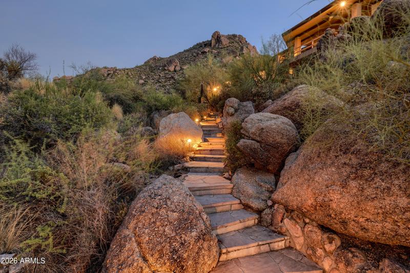 Walkway to lower patio