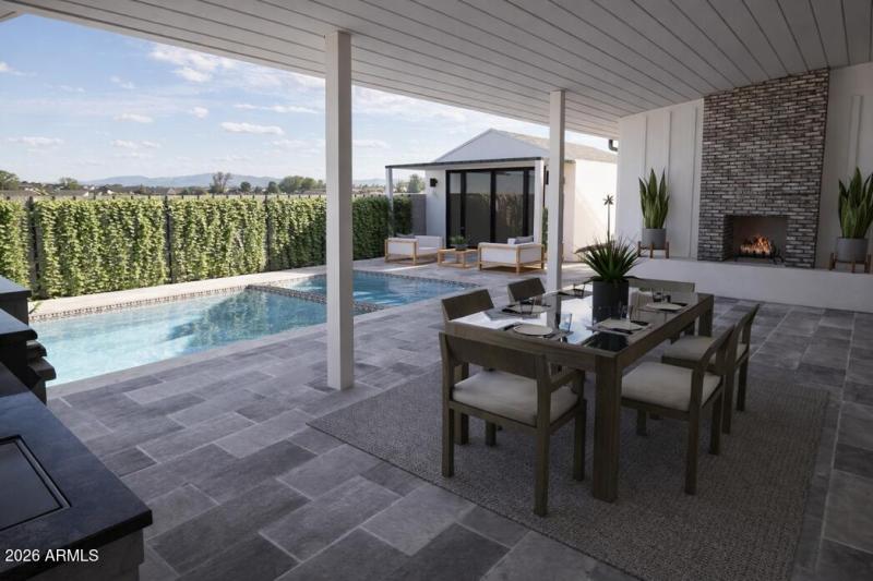 Backyard with Covered Patio - Rendering