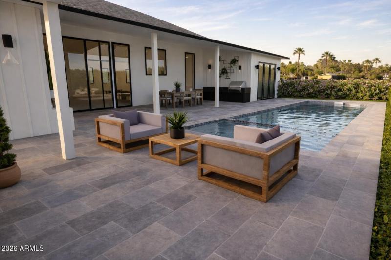 Backyard with Pool & Spa - Rendering