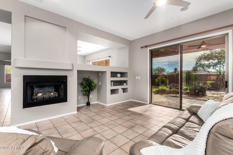 Family room with gas fireplace