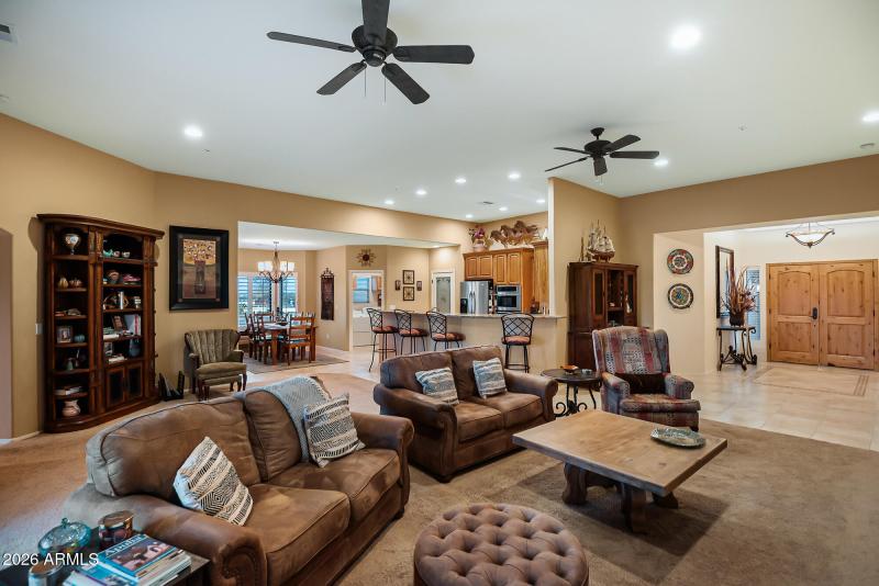 great room to dining and kitchen