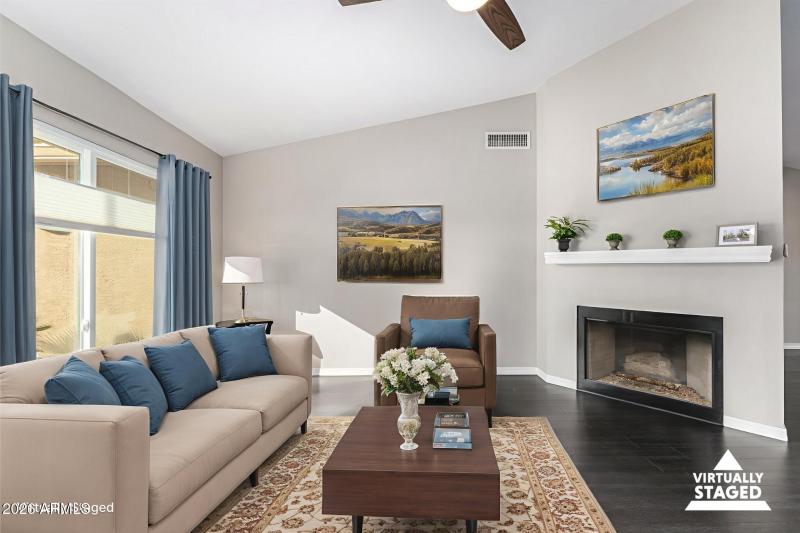 Virtually staged living room