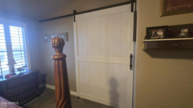 barn door to private bath