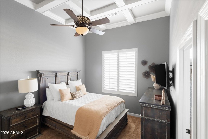 Guest Bedroom 3 w/ Coffered Ceilings