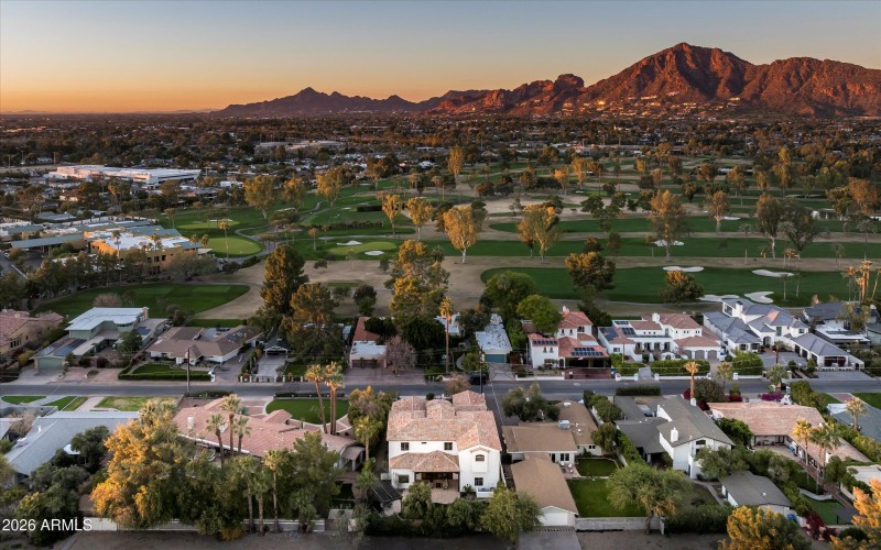 Aerial view with Camelback mountain