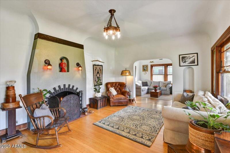 Living room with fireplace