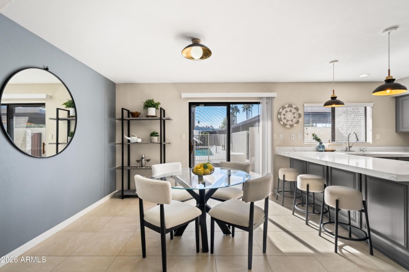Dining Area with stylish fixtures