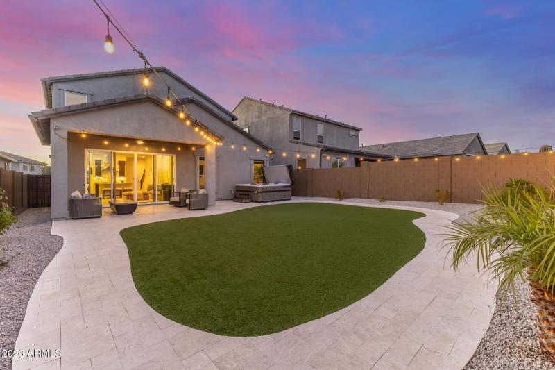 25 Backyard to house twilight left