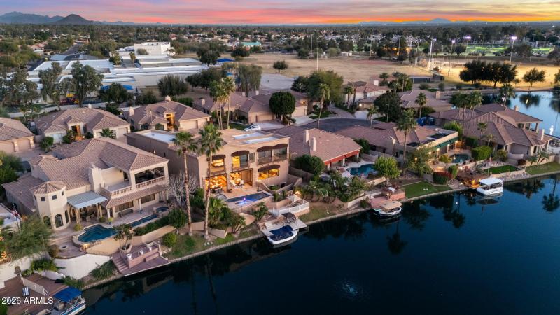 Aerial Property View at Twilight