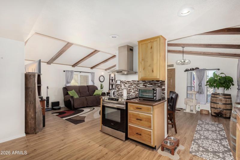 Kitchen open to living room