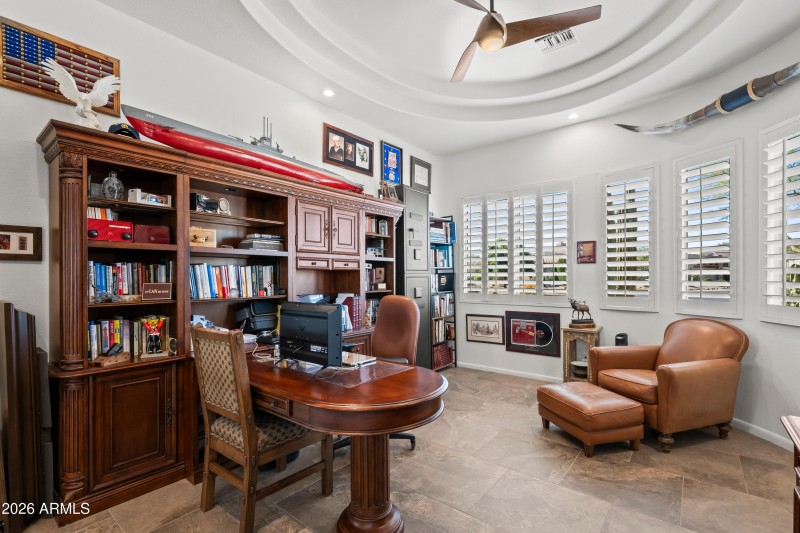 Plantation shutters on the front