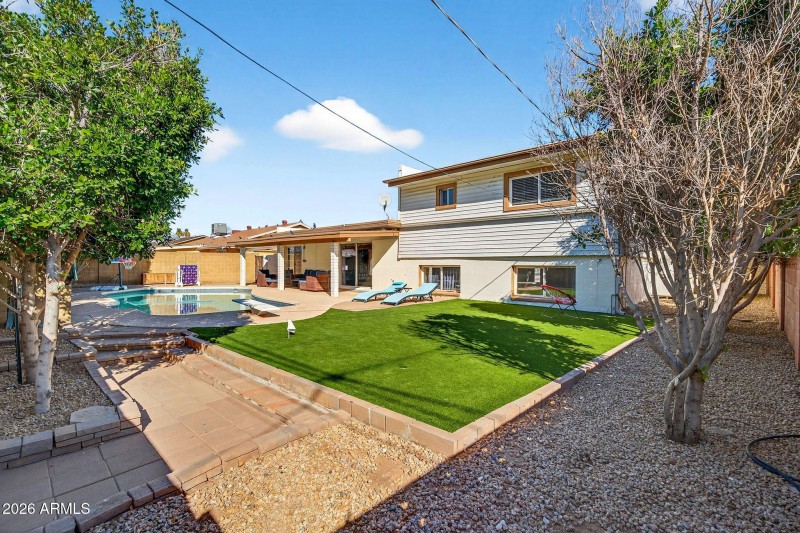 Mature landscaping offers privacy