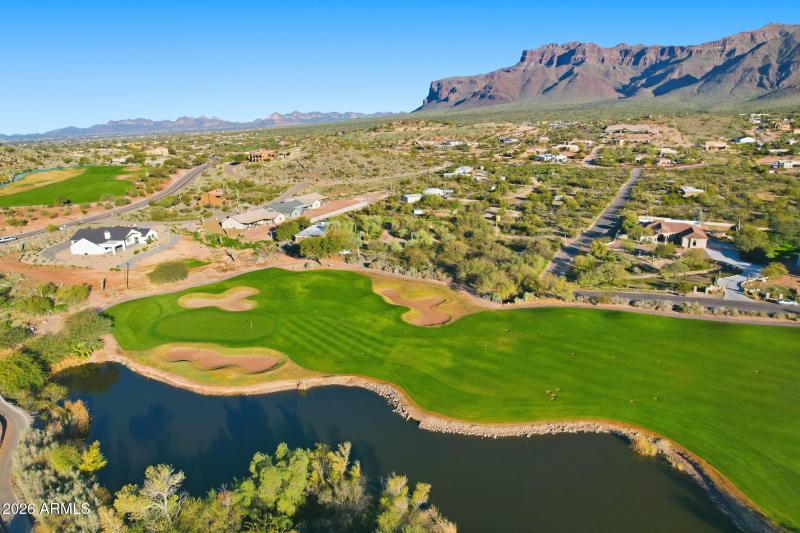 Drone photo, Golf Course and Mountain