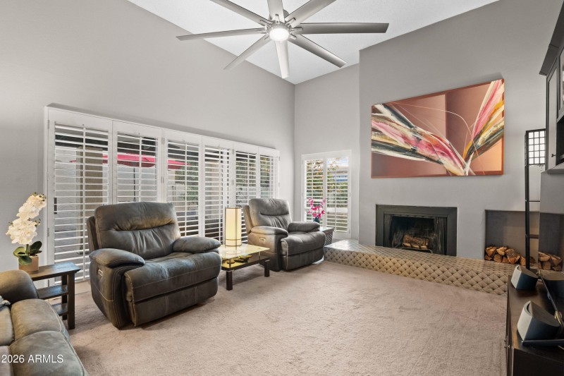 Natural Light and cozy wood fireplace