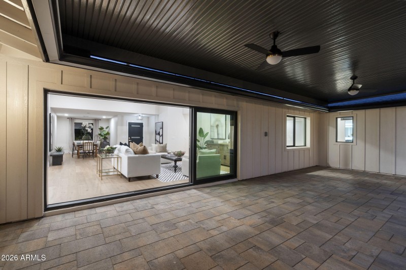 Amphitheater style covered patio