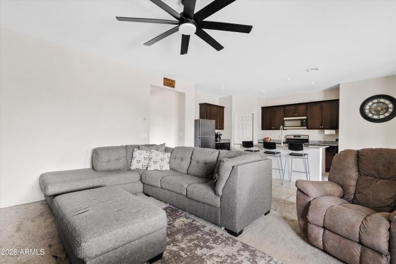 Living room into kitchen