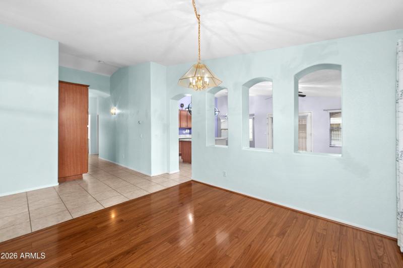 View from formal dining room into hall