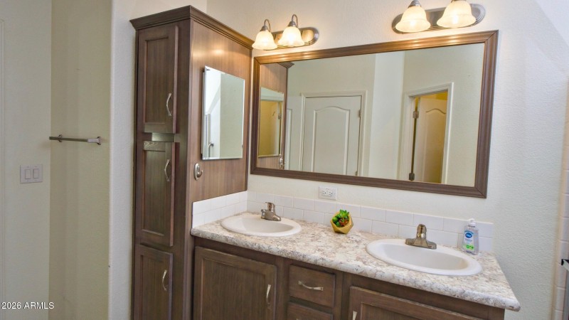 Primary bath features dual sinks