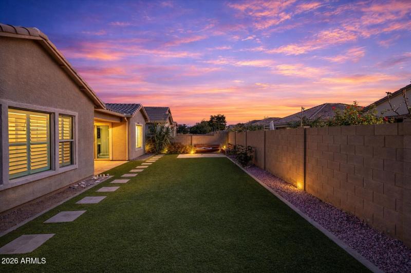 Twilight serenity in a backyard garden