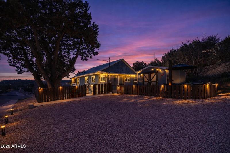 Twilight shot of parking