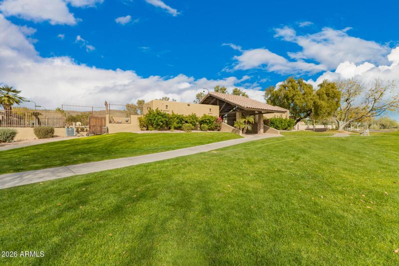 Community has lush grass & walking paths