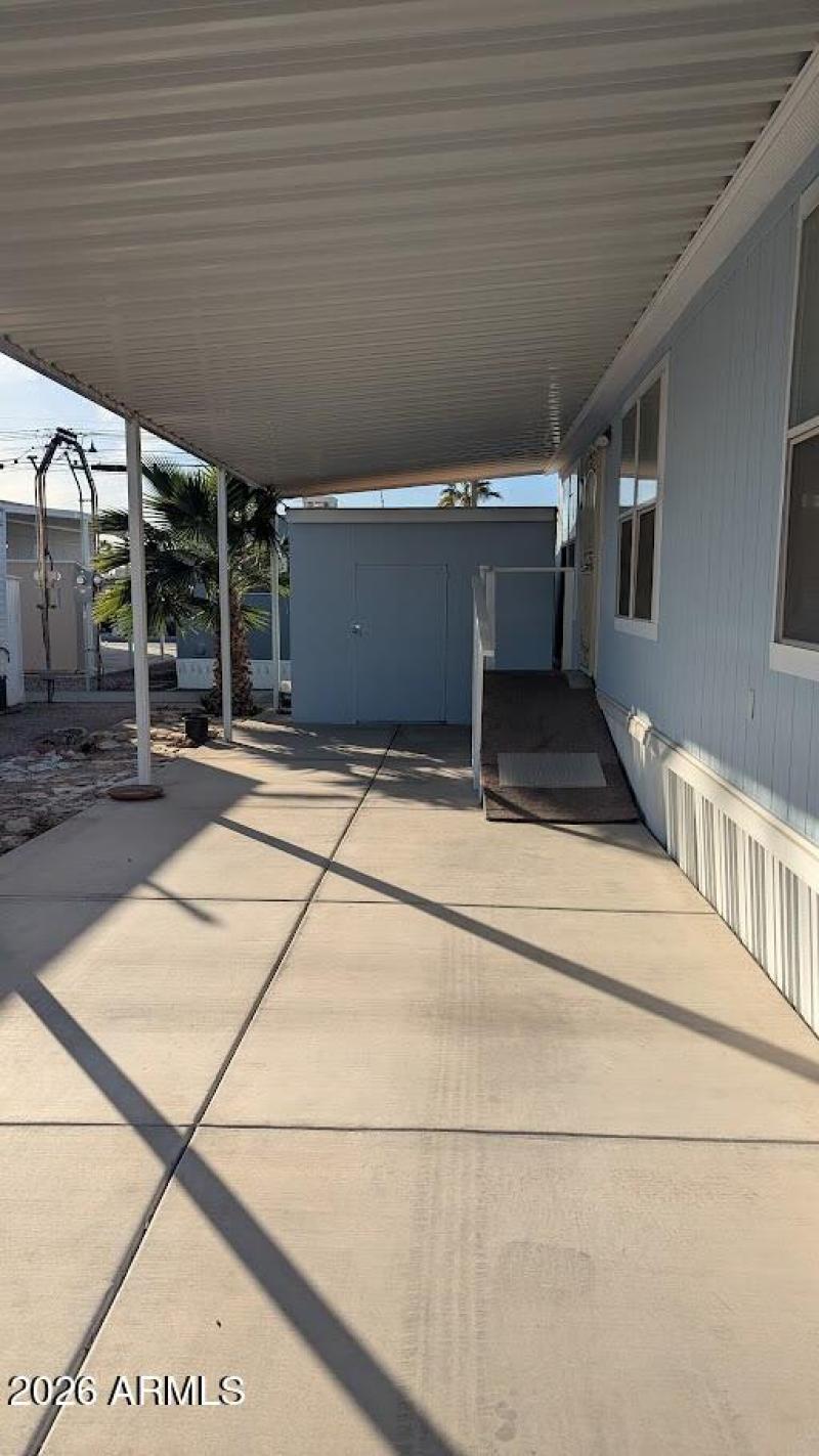 South carport, patio area