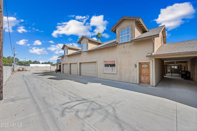 View from electric gate to back