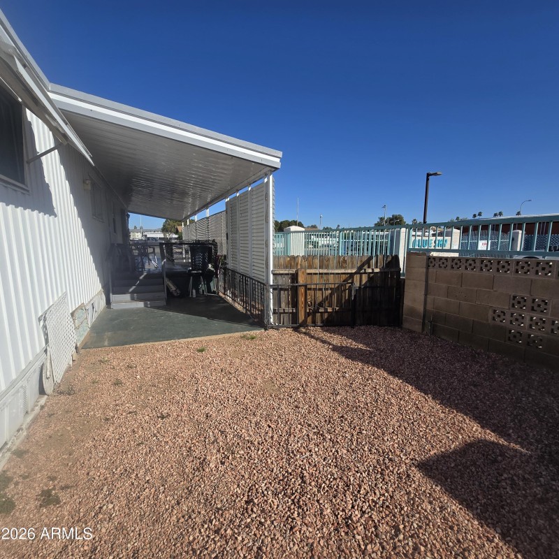 Backyard view of porch