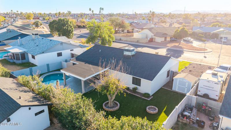 Backyard – Aerial pool and yard view