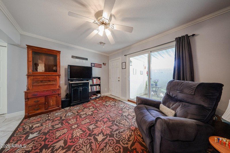 Bonus room opens to patio